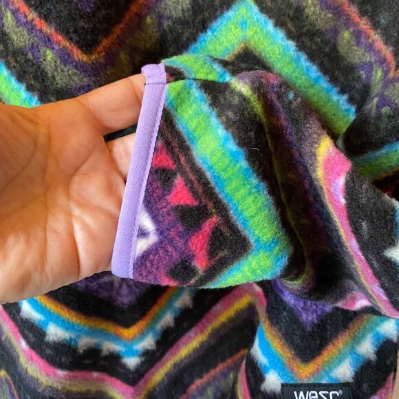 WeSC  Women M Mitch Zigzag Unisex 1/4 Zip Polar Fleece Pullover Multicolor - Picture 4 of 7